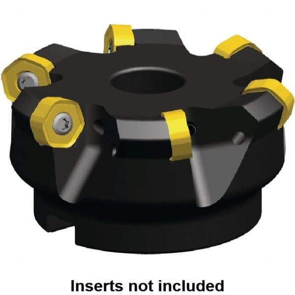 Kennametal - 71.15mm Cut Diam, 22mm Arbor Hole, 3.2mm Max Depth of Cut, 45° Indexable Chamfer & Angle Face Mill - 4 Inserts, HNGJ 0604... Insert, Right Hand Cut, 4 Flutes, Through Coolant, Series Dodeka Mini - Industrial Tool & Supply