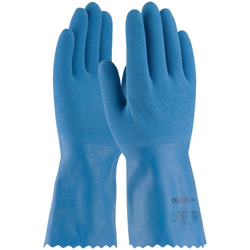 ‎55-1635/XXL Coated Supported Gloves - Assurance - Latex Coating with Nylon Liner - Blue Latex Crinkle Grip - Exact Industrial Supply