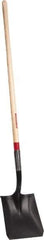 Razor-Back - 12" High x 9-1/2" Wide Square Steel Shovel - 48" Long Wood Straight Handle, Rolled - Industrial Tool & Supply