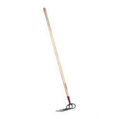 Razor-Back - Refuse Hook with 60" Straight Wood Handle - 4 Tines, 9" Tine Length - Industrial Tool & Supply