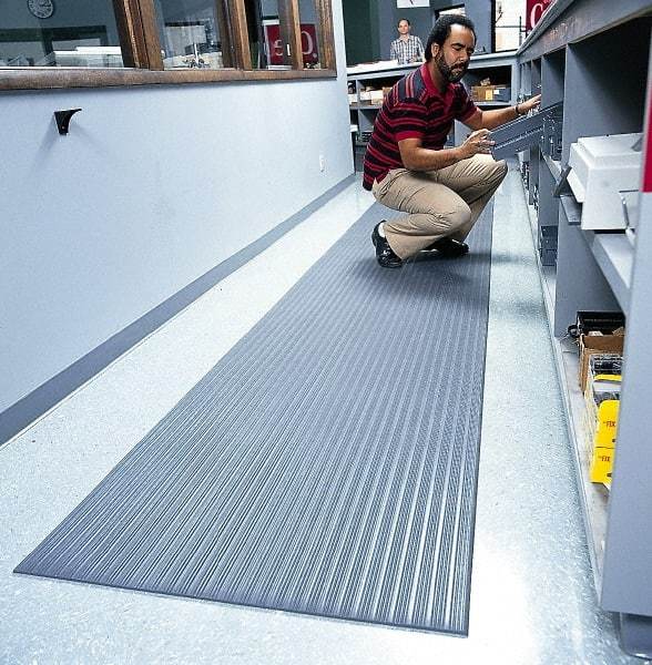 Wearwell - 5' Long x 3' Wide, Dry Environment, Anti-Fatigue Matting - Gray, Vinyl with Vinyl Sponge Base, Rounded on 4 Sides - Industrial Tool & Supply