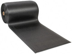 Wearwell - 60' Long x 3' Wide, Dry Environment, Anti-Fatigue Matting - Black, Vinyl with Vinyl Sponge Base, Rounded on 4 Sides - Industrial Tool & Supply