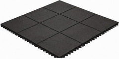 Wearwell - 3' Long x 3' Wide x 5/8" Thick, Anti-Fatigue Modular Matting Tiles - 4 Interlocking Sides, Black, For Dry Areas, Series 570 - Industrial Tool & Supply