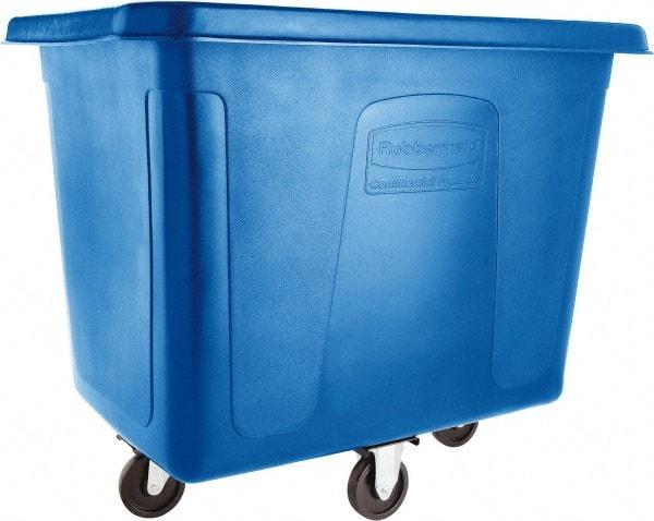 Rubbermaid - 500 Lb Load Capacity, 16 Cu Ft, 12.9 Bushels, Polyethylene Cube Truck - 31" Wide x 43-3/4" Long x 37" High, Dark Blue - Industrial Tool & Supply