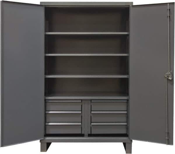 Durham - 4 Shelf Locking Storage Cabinet - Steel, 60" Wide x 24" Deep x 78" High, Gray - Industrial Tool & Supply