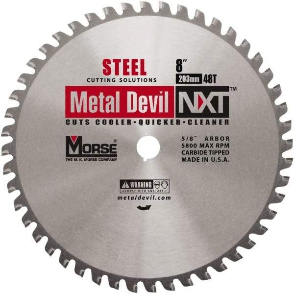 M.K. MORSE - 8" Diam, 5/8" Arbor Hole Diam, 48 Tooth Wet & Dry Cut Saw Blade - Steel, Standard Round Arbor - Industrial Tool & Supply