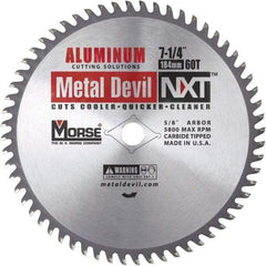 M.K. MORSE - 7-1/4" Diam, 5/8" Arbor Hole Diam, 60 Tooth Wet & Dry Cut Saw Blade - Steel, Standard Round Arbor - Industrial Tool & Supply