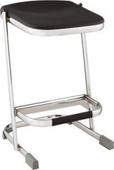 NPS - 24 Inch High, Stationary Fixed Height Stool - 16-1/4 Inch Deep x 16-3/4 Inch Wide, Plastic Seat, Black and Chrome - Industrial Tool & Supply
