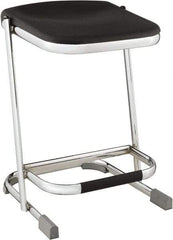 NPS - 22 Inch High, Stationary Fixed Height Stool - 16-1/4 Inch Deep x 16-3/4 Inch Wide, Plastic Seat, Black and Chrome - Industrial Tool & Supply