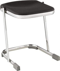 NPS - 18 Inch High, Stationary Fixed Height Stool - 16-1/4 Inch Deep x 16-3/4 Inch Wide, Plastic Seat, Black and Chrome - Industrial Tool & Supply