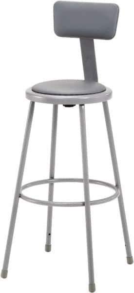 NPS - 30 Inch High, Stationary Fixed Height Stool with Adjustable Height Backrest - 16-1/2 Inch Deep x 16-1/2 Inch Wide, Vinyl Seat, Gray - Industrial Tool & Supply