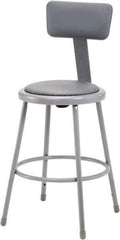 NPS - 24 Inch High, Stationary Fixed Height Stool with Adjustable Height Backrest - 15 Inch Deep x 15 Inch Wide, Vinyl Seat, Gray - Industrial Tool & Supply