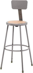 NPS - 30 Inch High, Stationary Fixed Height Stool with Adjustable Height Back - 16-1/2 Inch Deep x 16-1/2 Inch Wide, Hardboard Seat, Gray and Brown - Industrial Tool & Supply