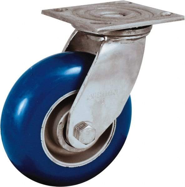 Albion - 6" Diam x 2" Wide x 7-1/2" OAH Top Plate Mount Swivel Caster - Neoprene Donut Tread over Aluminum Hub, 700 Lb Capacity, Precision Ball Bearing, 4 x 4-1/2" Plate - Industrial Tool & Supply