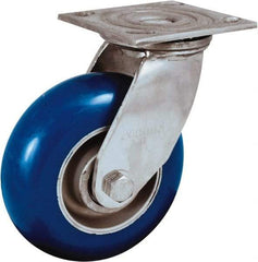 Albion - 6" Diam x 2" Wide x 7-1/2" OAH Top Plate Mount Swivel Caster - Neoprene Donut Tread over Aluminum Hub, 700 Lb Capacity, Precision Ball Bearing, 4 x 4-1/2" Plate - Industrial Tool & Supply