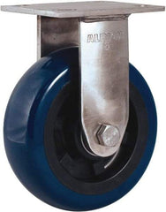Albion - 5" Diam x 2" Wide x 6-1/2" OAH Top Plate Mount Rigid Caster - Polyurethane Mold on Polypropylene, 600 Lb Capacity, Delrin Bearing, 4 x 4-1/2" Plate - Industrial Tool & Supply