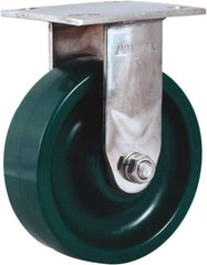 Albion - 6" Diam x 2" Wide x 7-1/2" OAH Top Plate Mount Rigid Caster - Polyurethane, 1,000 Lb Capacity, Stainless Steel Roller Bearing, 4 x 4-1/2" Plate - Industrial Tool & Supply