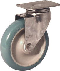 Albion - 4" Diam x 1-1/4" Wide x 5-1/8" OAH Top Plate Mount Swivel Caster - Antimicrobial Polyurethane over Polypropylene, 350 Lb Capacity, Delrin Bearing, 2-1/2 x 3-5/8" Plate - Industrial Tool & Supply