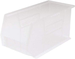 Akro-Mils - 60 Lb. Load Capacity, 18" Deep, Clear Polymer Hopper Stacking Bin - 9" High x 8-1/4" Wide x 18" Long - Industrial Tool & Supply