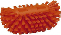 Vikan - 1-1/2" Bristle Length, Polyester Utility Scrub Brush - 5-1/2" Wide Head, 8" OAL, European Threaded Handle, Orange, Polypropylene Block - Industrial Tool & Supply