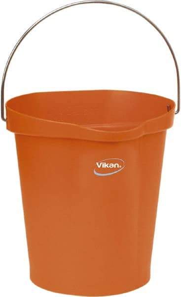 Vikan - 3 Gal, Polypropylene Round Orange Single Pail with Pour Spout - Handle Included - Industrial Tool & Supply