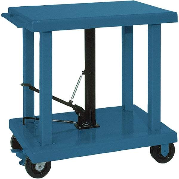 Wesco Industrial Products - 6,000 Lb Capacity Manual Hydraulic Post Lift Table - 37" to 59" Lift Height, 48" Platform Length x 32" Platform Width - Industrial Tool & Supply