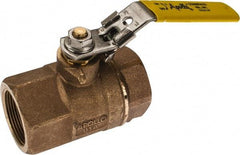 Apollo - 1-1/2" Pipe, Standard Port, Bronze Standard Ball Valve - 2 Piece, NPT Ends, Locking Lever Handle, 600 WOG, 150 WSP - Industrial Tool & Supply