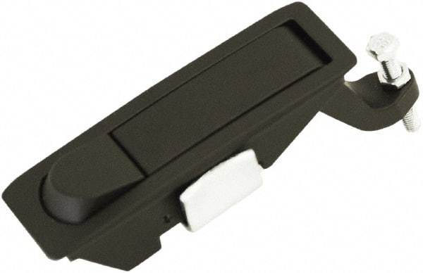 Made in USA - 4.29" Long x 1.61" Wide x 3.31" High, Lever Latch - Zinc Plated Steel, with Black Powder Coat Finish - Industrial Tool & Supply