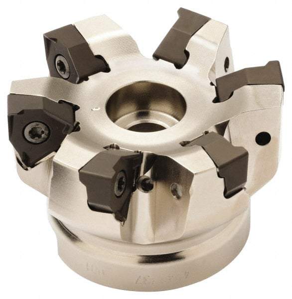 Seco - 11 Inserts, 125mm Cut Diam, 40mm Arbor Diam, 7.5mm Max Depth of Cut, Indexable Square-Shoulder Face Mill - 0/90° Lead Angle, 63mm High, XNEX 0806.. Insert Compatibility, Through Coolant, Series Square 6 - Industrial Tool & Supply