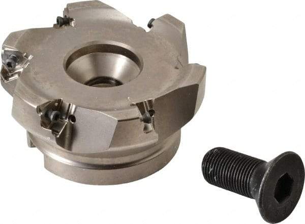 Seco - 6 Inserts, 4" Cut Diam, 1-1/2" Arbor Diam, 0.295" Max Depth of Cut, Indexable Square-Shoulder Face Mill - 0/90° Lead Angle, 1.97" High, XNEX 0806.. Insert Compatibility, Through Coolant, Series Square 6 - Industrial Tool & Supply