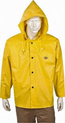MCR Safety - Size M, Yellow, Rain Jacket - Attached Hood - Industrial Tool & Supply