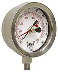 Winters - 2-1/2" Dial, 1/4 Thread, 0-60 Scale Range, Pressure Gauge - Lower Connection Mount, Accurate to 1% of Scale - Industrial Tool & Supply