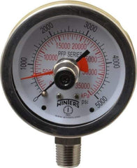 Winters - 2-1/2" Dial, 1/4 Thread, 0-5,000 Scale Range, Pressure Gauge - Lower Connection Mount, Accurate to 1% of Scale - Industrial Tool & Supply