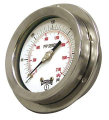 Winters - 2-1/2" Dial, 1/4 Thread, 0-30 Scale Range, Pressure Gauge - Front Flange Panel Mount, Center Back Connection Mount, Accurate to 1.6% of Scale - Industrial Tool & Supply