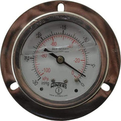 Winters - 2-1/2" Dial, 1/4 Thread, 30 Scale Range, Pressure Gauge - Front Flange Panel Mount, Center Back Connection Mount, Accurate to 1.6% of Scale - Industrial Tool & Supply