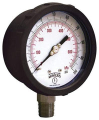 Winters - 4" Dial, 1/4 Thread, 0-160 Scale Range, Pressure Gauge - Lower Connection Mount, Accurate to 1% of Scale - Industrial Tool & Supply