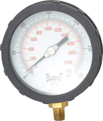Winters - 4" Dial, 1/4 Thread, 0-300 Scale Range, Pressure Gauge - Lower Connection Mount, Accurate to 1% of Scale - Industrial Tool & Supply