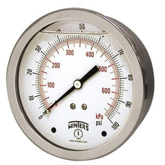 Winters - 1-1/2" Dial, 1/8 Thread, 0-1,000 Scale Range, Pressure Gauge - Center Back Connection Mount, Accurate to 2.5% of Scale - Industrial Tool & Supply
