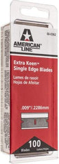 American Line - Knife Blades - .009" EXTRA KEEN 100PK SINGLE EDGE BLADE - Industrial Tool & Supply