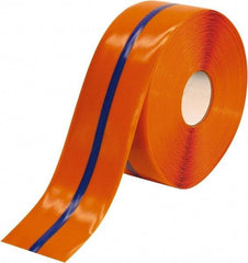 PRO-SAFE - Orange & Blue Striped PVC Tape - 4" Wide x 100' Long x 50 mil Thick, General Traffic - Industrial Tool & Supply