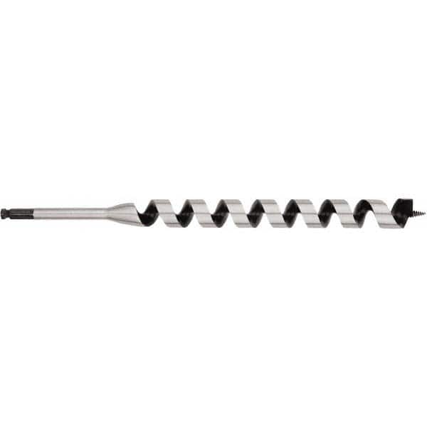 Irwin - 1-1/4", 7/16" Diam Hex Shank, 17" Overall Length with 15" Twist, Ship Auger Bit - Industrial Tool & Supply