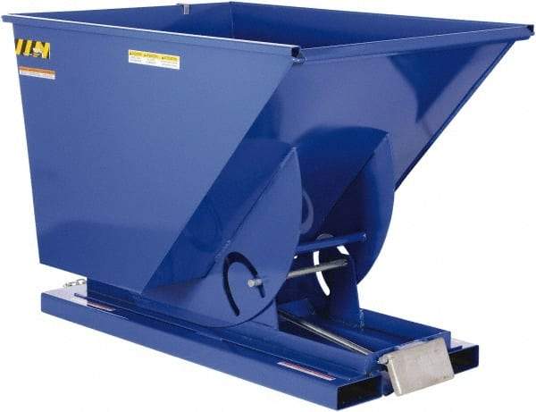 Vestil - 4,000 Lb Load Capacity, 1-1/2 Cu Yd, Steel Self-Dumping Hopper - 43-9/16" Wide x 68-3/8" Long x 51-13/16" High, Blue - Industrial Tool & Supply
