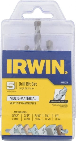 Irwin - 1/8 to 5/16", Bi-Metal Hammer Drill Bit Set - Industrial Tool & Supply