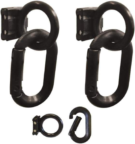 PRO-SAFE - 1-1/2" High x 4" Long x 1-1/4" Wide Barrier Magnet Carabiner Kit - Matte Finish, Black, Use with Plastic Chain - Industrial Tool & Supply