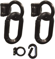 PRO-SAFE - 1-1/2" High x 4" Long x 1-1/4" Wide Barrier Magnet Carabiner Kit - Matte Finish, Black, Use with Plastic Chain - Industrial Tool & Supply