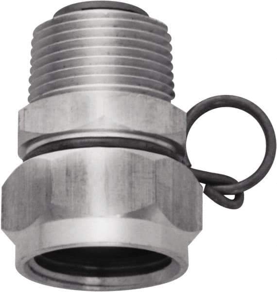 SANI-LAV - 1 Piece, 3/4 GHT & 3/4 GHT MNPT x FGHT, Stainless Steel Reusable Hose Male Swivel Fitting - 3/8" Hose ID x 1-1/4" Hose OD - Industrial Tool & Supply