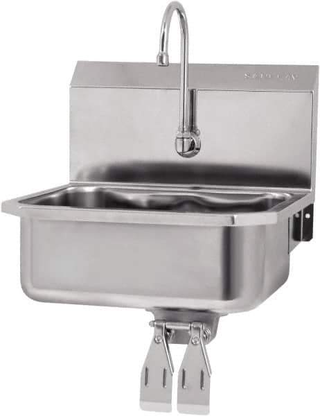 SANI-LAV - 17" Long x 14" Wide Inside, 1 Compartment, Grade 304 Stainless Steel Hands Free Hand Sink - 18 Gauge, 19" Long x 18" Wide x 21" High Outside, 7" Deep - Industrial Tool & Supply
