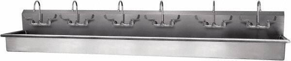 SANI-LAV - 117" Long x 16-1/2" Wide Inside, 1 Compartment, Grade 304 Stainless Steel Hand Sink - 16 Gauge, 120" Long x 20" Wide x 18" High Outside, 8" Deep - Industrial Tool & Supply