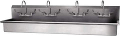 SANI-LAV - 77" Long x 16-1/2" Wide Inside, 1 Compartment, Grade 304 Stainless Steel Hand Sink-Wall Mount - 16 Gauge, 80" Long x 20" Wide x 18" High Outside, 8" Deep - Industrial Tool & Supply