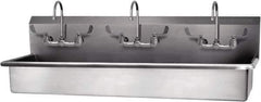 SANI-LAV - 57" Long x 16-1/2" Wide Inside, 1 Compartment, Grade 304 Stainless Steel Hand Sink-Wall Mount - 16 Gauge, 60" Long x 20" Wide x 18" High Outside, 8" Deep - Industrial Tool & Supply